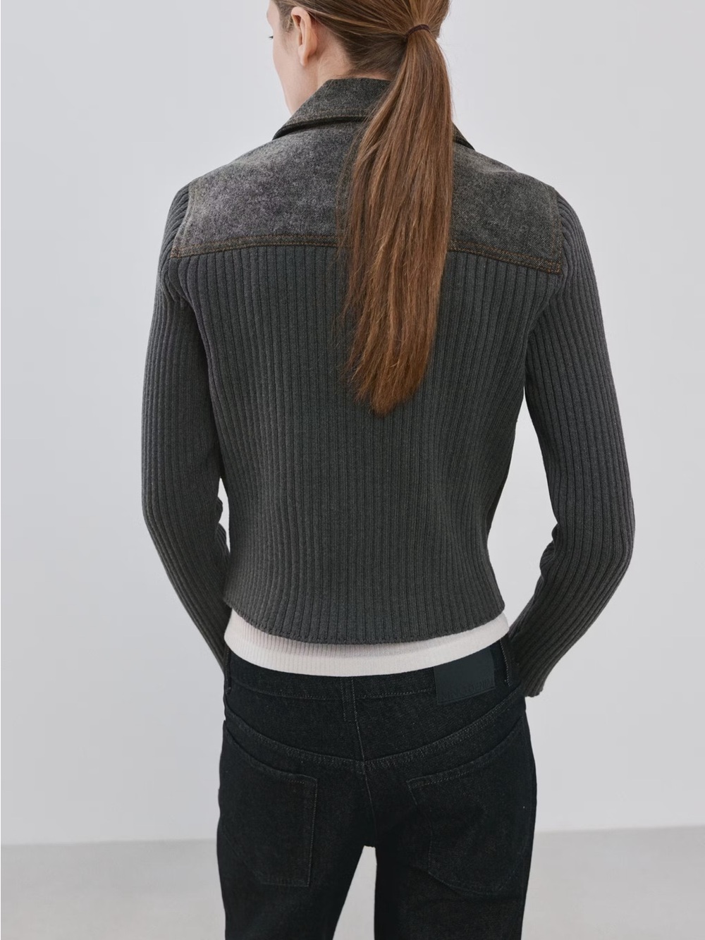 NWT (size M) Mango KNITTED JACKET WITH COMBINED FABRICS - Picture 3 of 12